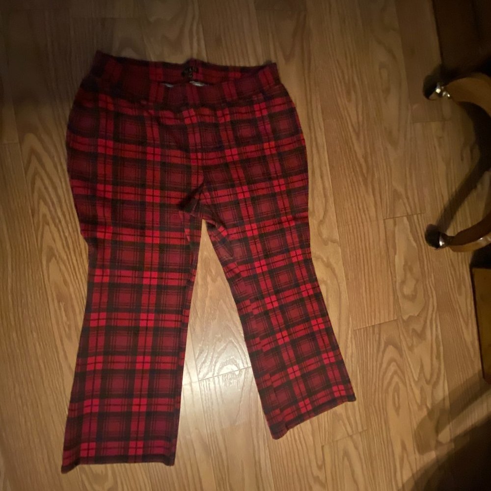 Iman Red Plaid Pants-1X-Stretch